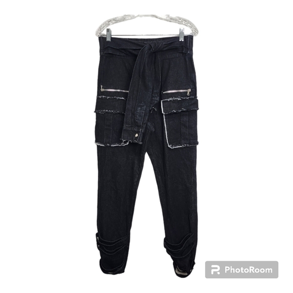 gritty soul Denim - Gritty Soul Black Cargo Skinny Ankle Jeans Size M